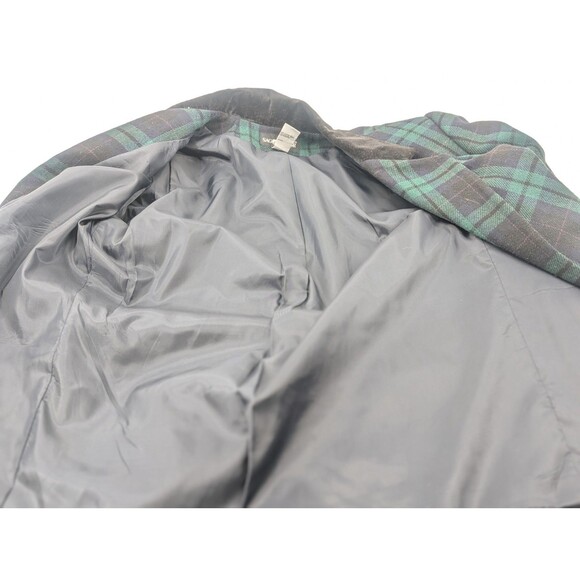 Sag Harbor Vintage 90's Wool Green Plaid Lined Blazer Velvet Collar Size Large - Picture 7 of 11